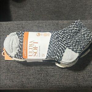 Warner's Ultra Soft Black and White Fuzzy Socks